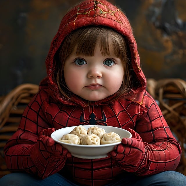 Free ai generated girl dumplings illustration
