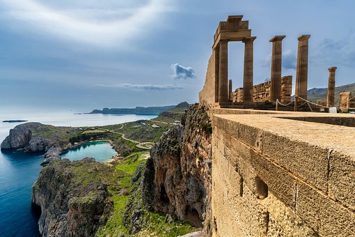 Lindos, Rhodos, Griekenland, Zee
