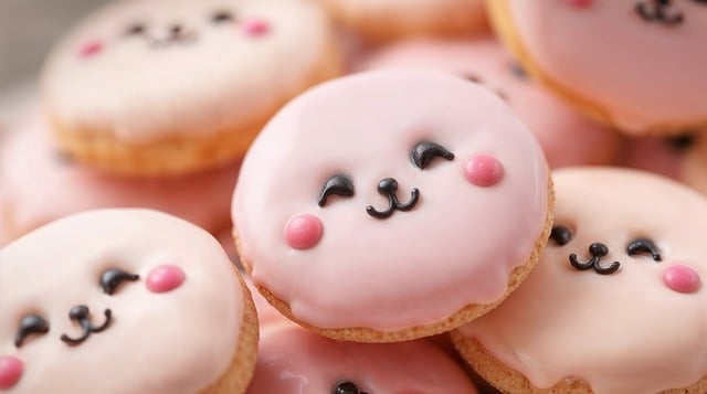 Free ai generated cookies pink illustration