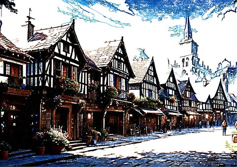 Free Medieval Town illustration and picture