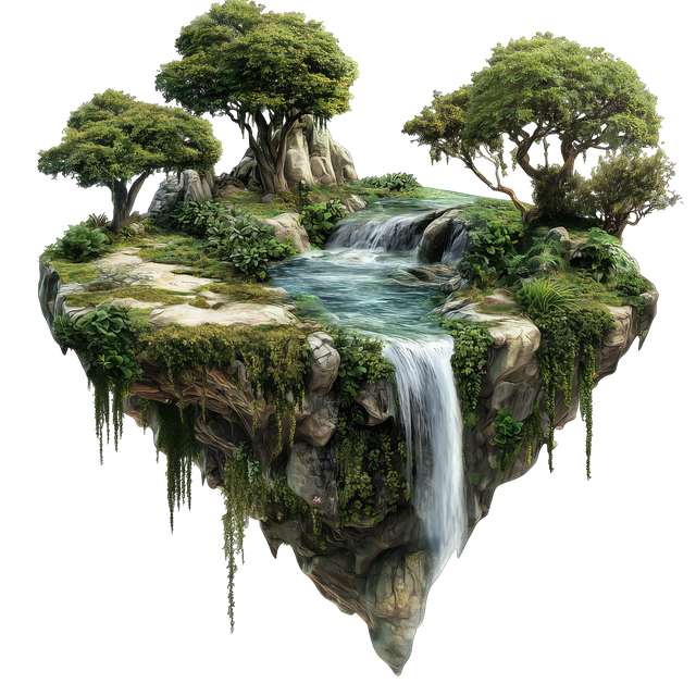 Free ai generated floating island island illustration