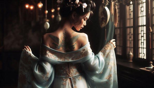Japansk, Kimono, Kvinde, Pige, Asiatisk