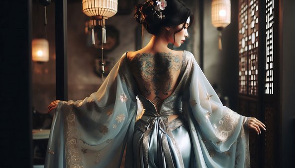 Japansk, Kimono, Kvinde, Pige, Asiatisk