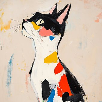 Gato, Mascota, Animal, Pintura Al Óleo