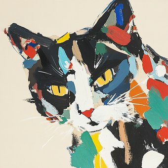 Gato, Mascota, Animal, Pintura Al Óleo