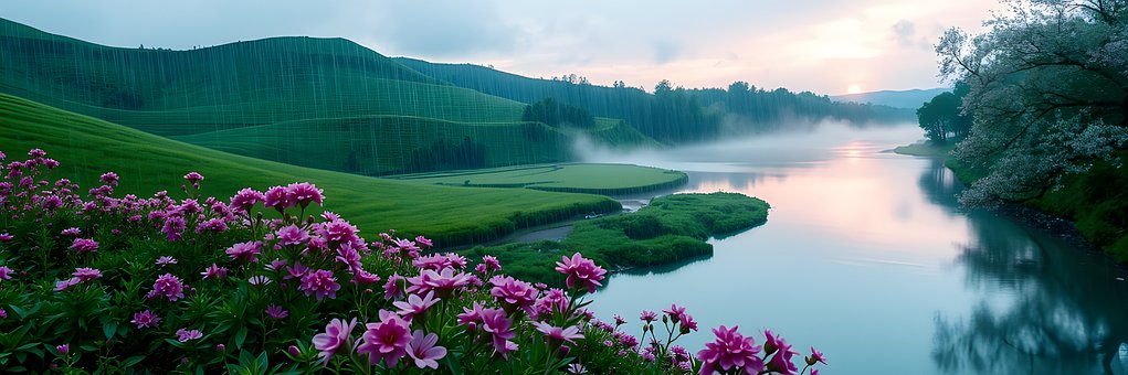 Landskab, Natur, Bjerge, Solnedgang