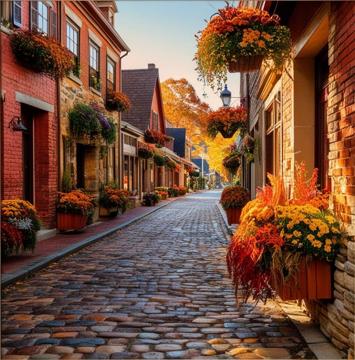Download Small Town, Autumn, Street. Royalty-Free Stock Illustration ...