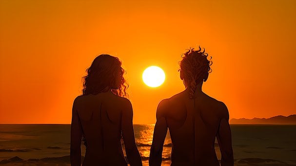 Free Sunset Couple illustration and picture
