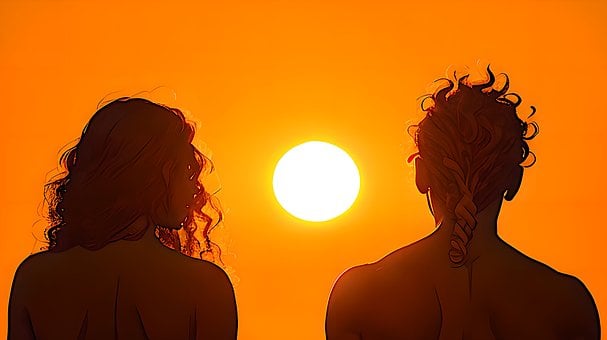 Free Sunset Couple illustration and picture