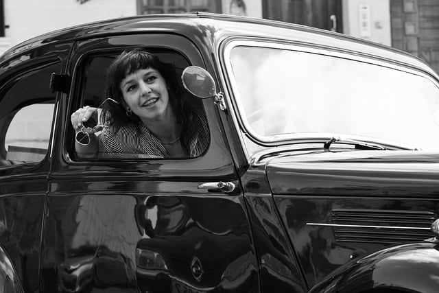 Mulher, Vintage, Carro, Retro, Veículo