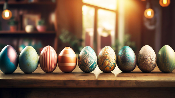 Eier, Ostereier, Tisch, Ferien, Gold