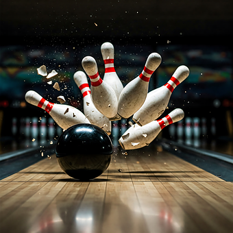 Free Bowling Ball Striking Pins illustration and picture