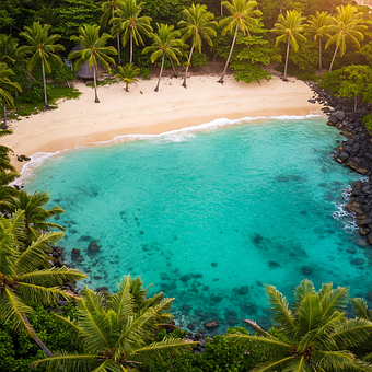 Free Tropical Beach Palm Trees illustration and picture