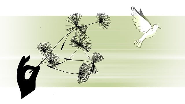 Free dandelion peace dove illustration