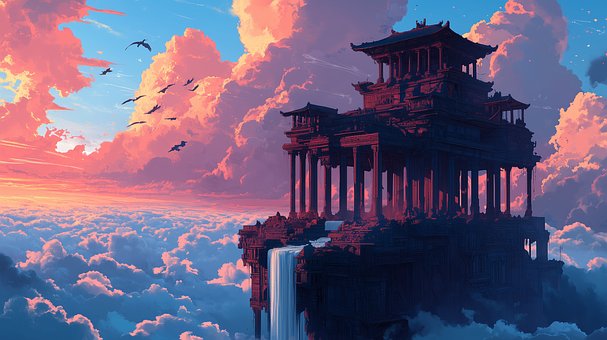 Free Ai Generated Sky Temple illustration and picture