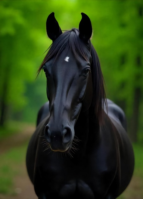 Cheval Noir, Cheval À Longue Tête