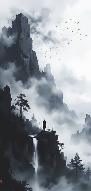 Free ai generated mountain silhouette illustration