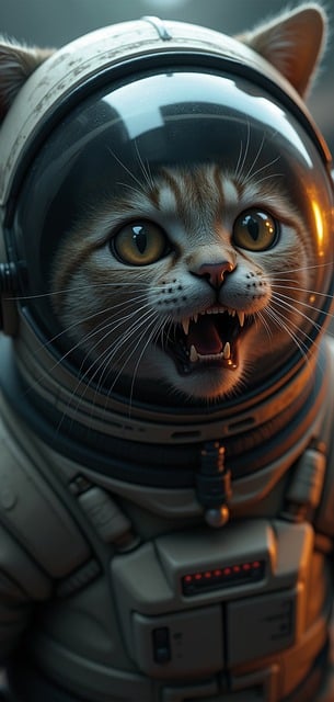 Free ai generated cat alien illustration