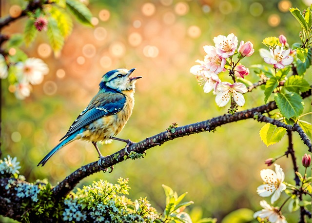Free blue tit tit spring illustration