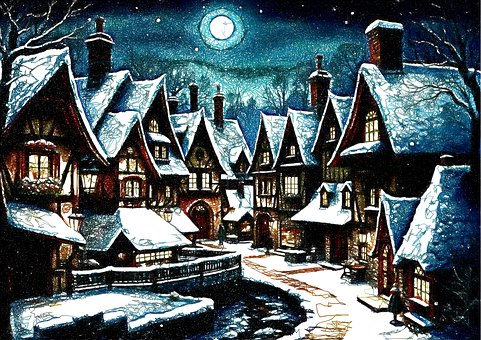 Free Winter Village illustration and picture