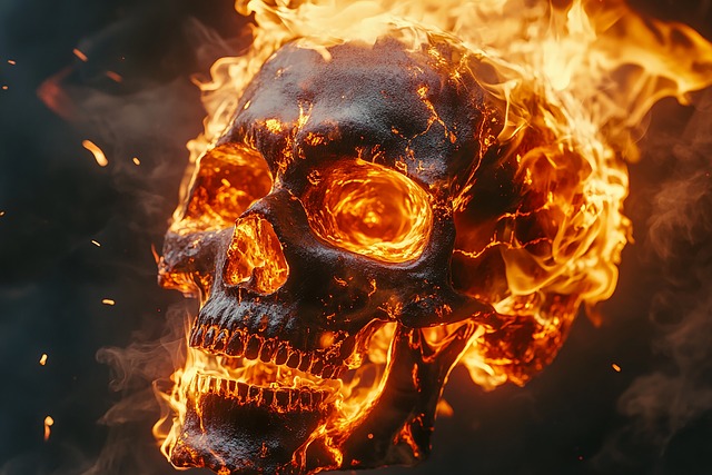 Free ai generated skull fire illustration
