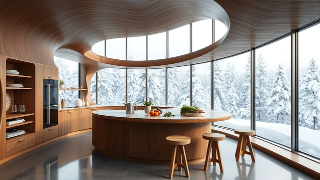 Free ai generated futuristic kitchen cozy kitchen illustration