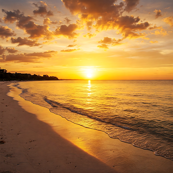 Free Golden Sunset Peaceful Beach illustration and picture