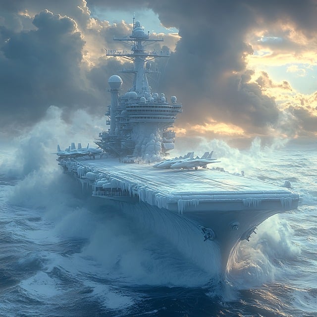 Free ai generated aircraftcarrier ice illustration