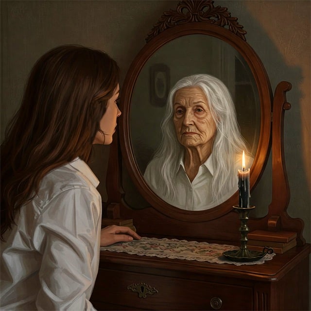 Free ai generated woman mirror illustration