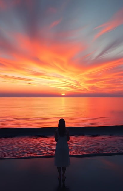 Free woman ocean sea illustration