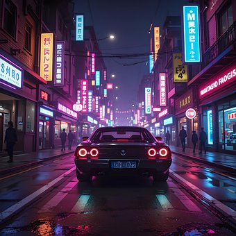 Mașină, Synthwave, Retroundă, Futurist
