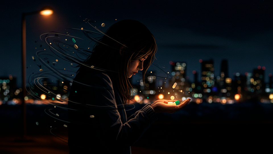 Download Wallpaper, Nightcity, Magicpills. RoyaltyFree Stock