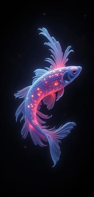 Free ai generated fish neon illustration