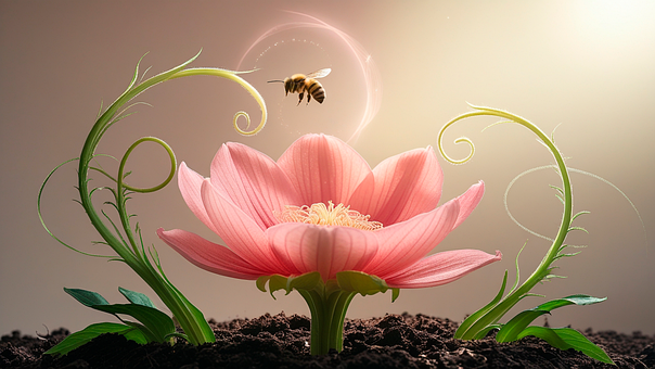 Hintergrund, Biene, Blüte, Naturkunst