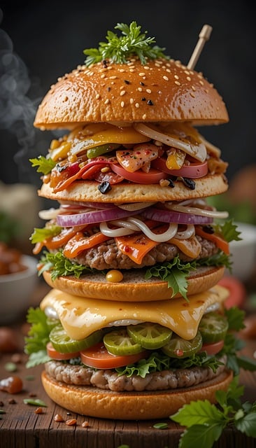 Free burger veggies food illustration