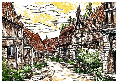 Free Medieval Village illustration and picture