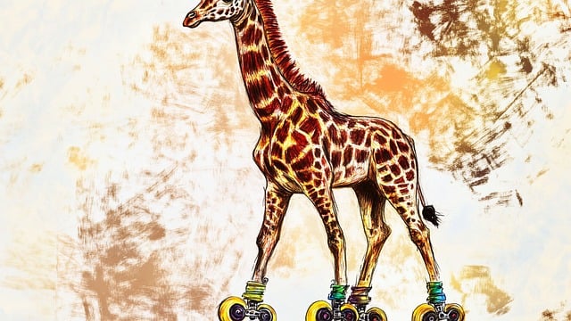 Free Giraffe Rollerskates illustration and picture