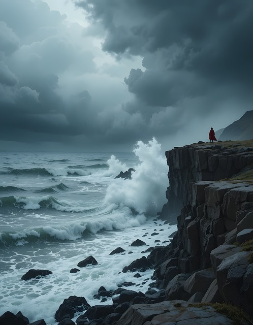 Free ai generated cliff ocean illustration
