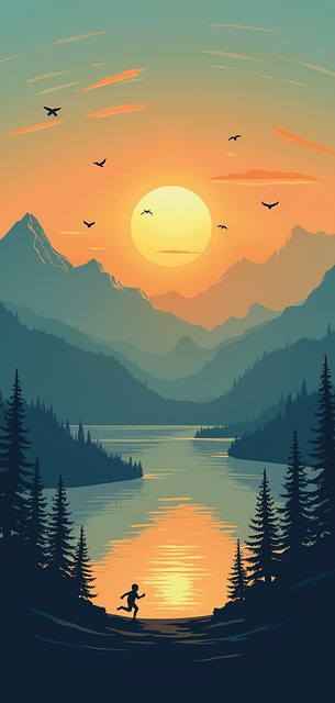 Ai Generiert, Berge, See, Sonne, Meer