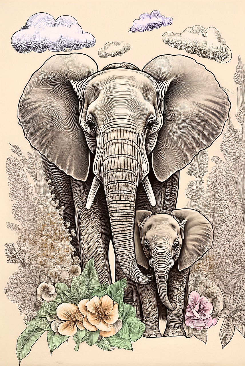Download free HD stock image of Elephant Breeding Free elephant breeding animal illustration