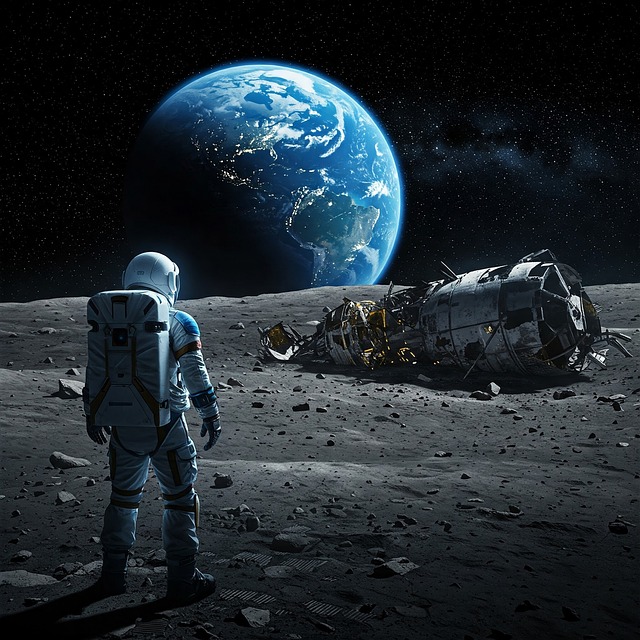 Free astronaut spaceship accident illustration