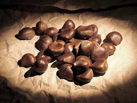 Kastanjer, Efterår, Frugt, Brun, Mad