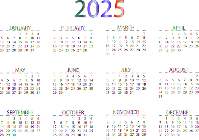 Kalender, 2025, Dato, Måneder, Dag, År