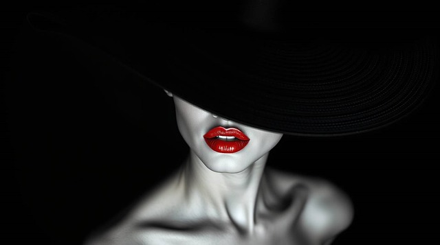 Free ai generated woman red lips illustration