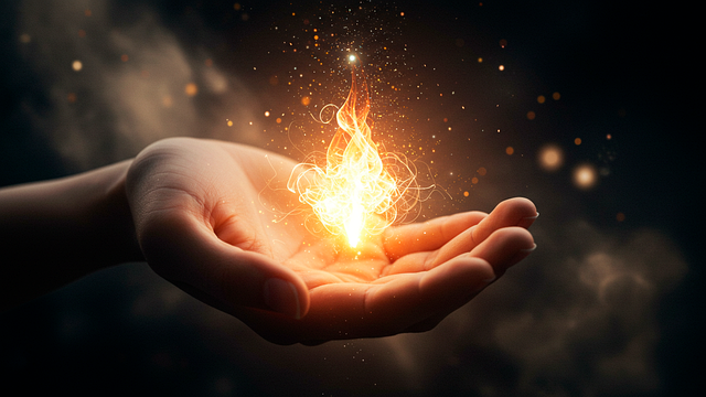 Free ai generated magic flame hand illustration