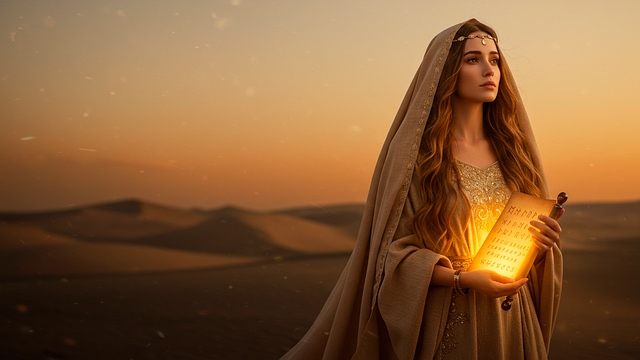 Free ai generated woman desert illustration