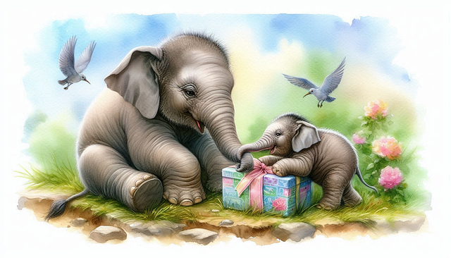 Free ai generated nature baby elephant illustration