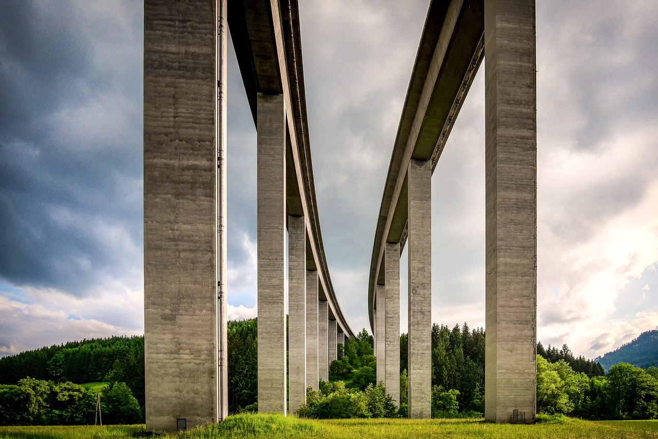 Carretera, Edificios, Veces, Puente