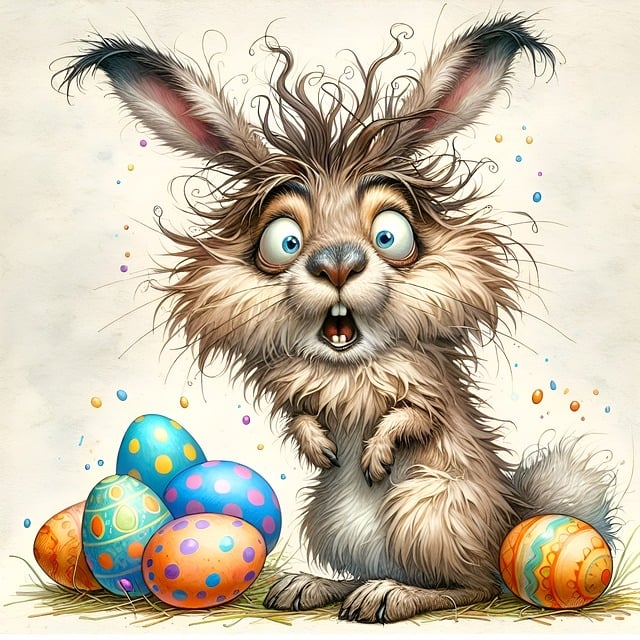 Free ai generated rabbit easter eggs illustration