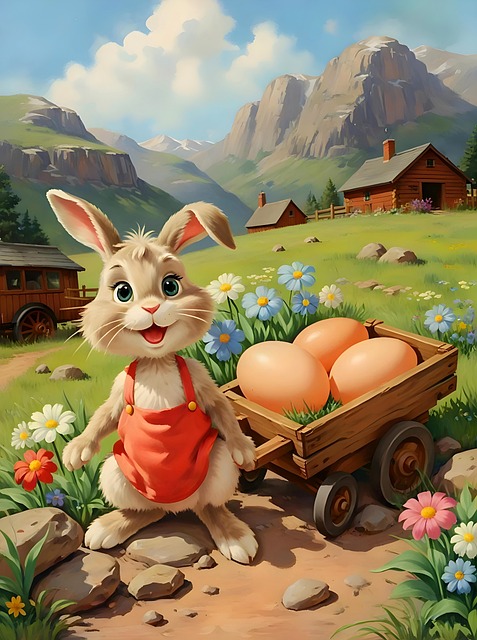 Ai Gerado, Coelho, Ovos, Flores, Páscoa